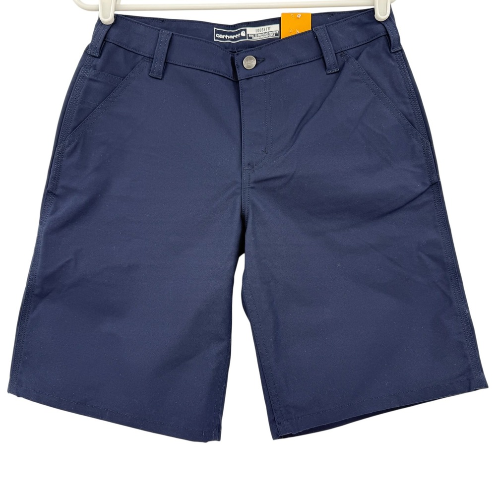 Carhartt Women's Rugged Flex Navy Canvas Work Shorts Size 6 NWT 10" Inseam